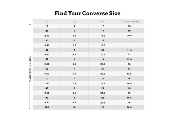 converse all star shoe size chart