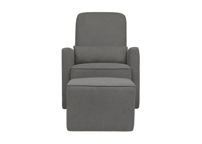 davinci olive upholstered swivel glider with ottoman in cream