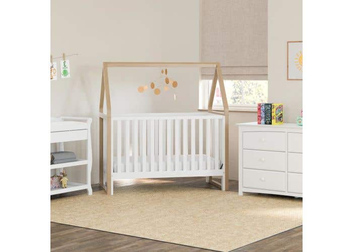 Storkcraft Orchard 5 In 1 Convertible Crib W Canopy White