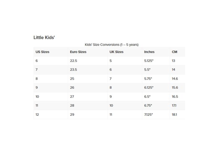 ugg toddler size chart