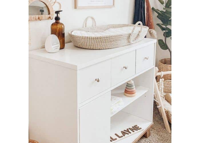 modern white changing table