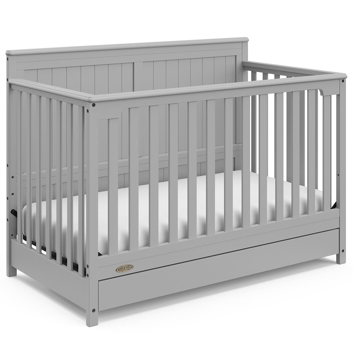 Graco Hadley 4 In 1 Convertible Crib With Drawer Pebble Grey